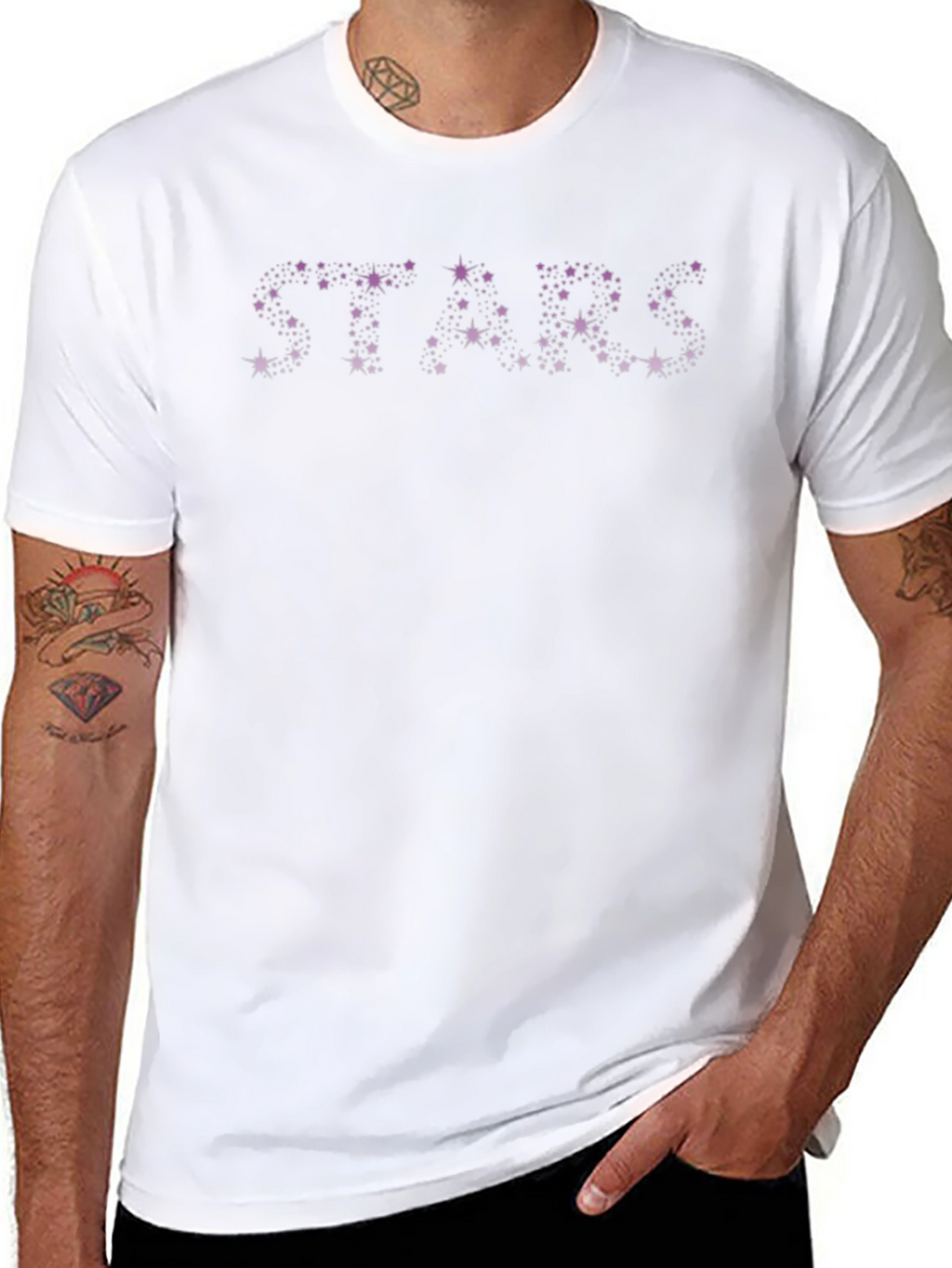 Stars Graphic Print Black T-Shirt