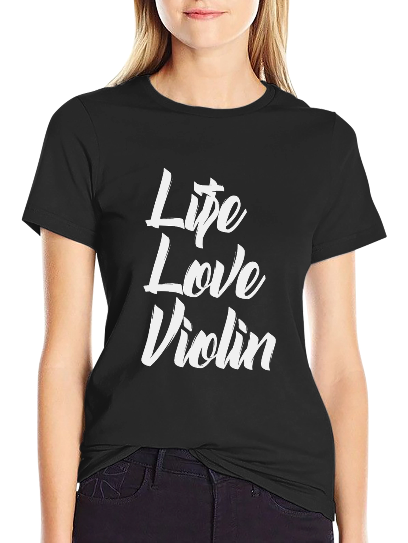 Life Love Violin Black Graphic T-Shirt