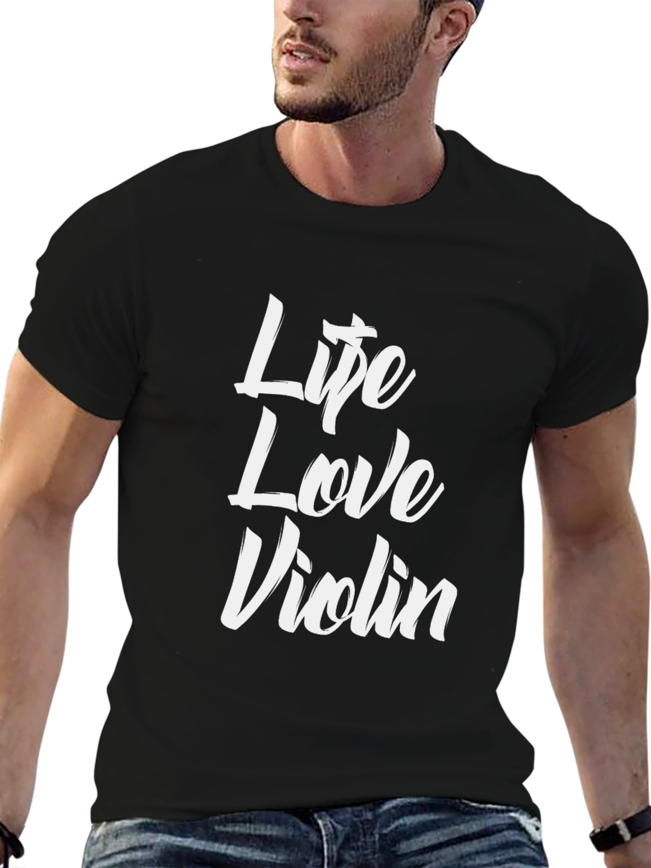 Life Love Violin Black Graphic T-Shirt