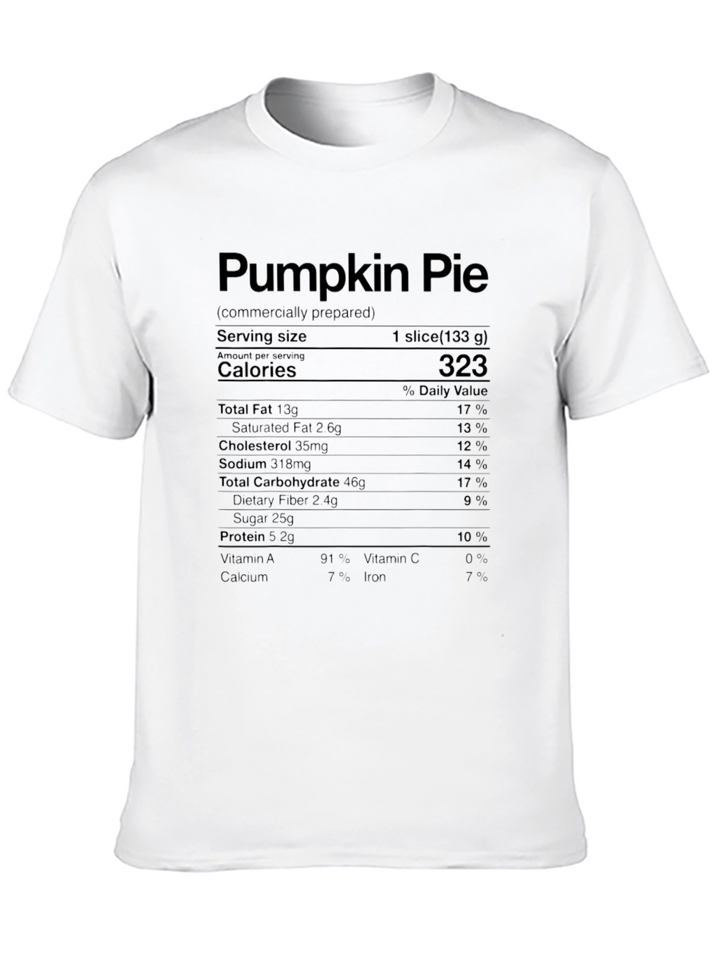 Pumpkin Pie Nutrition Facts Graphic T-Shirt