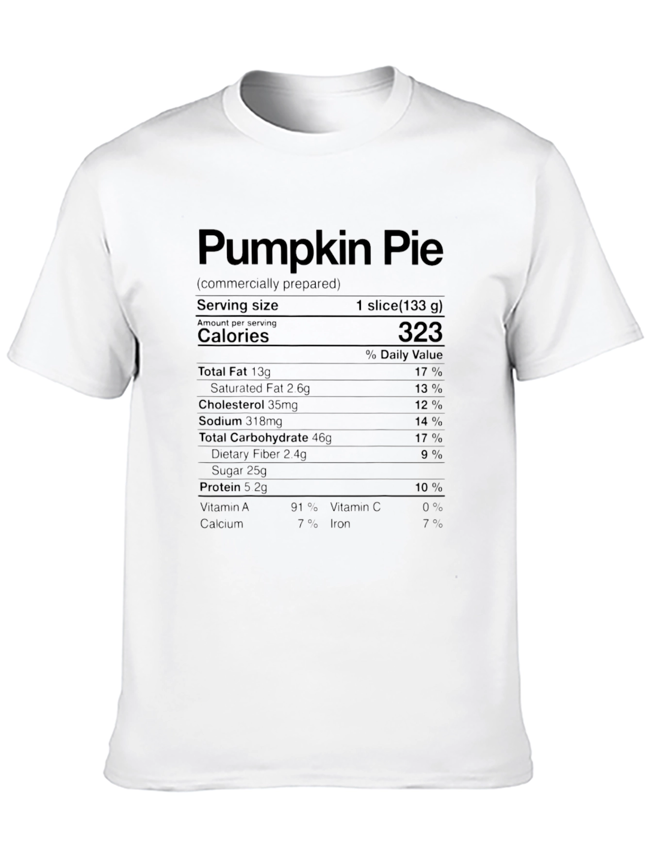 Pumpkin Pie Nutrition Facts Graphic T-Shirt