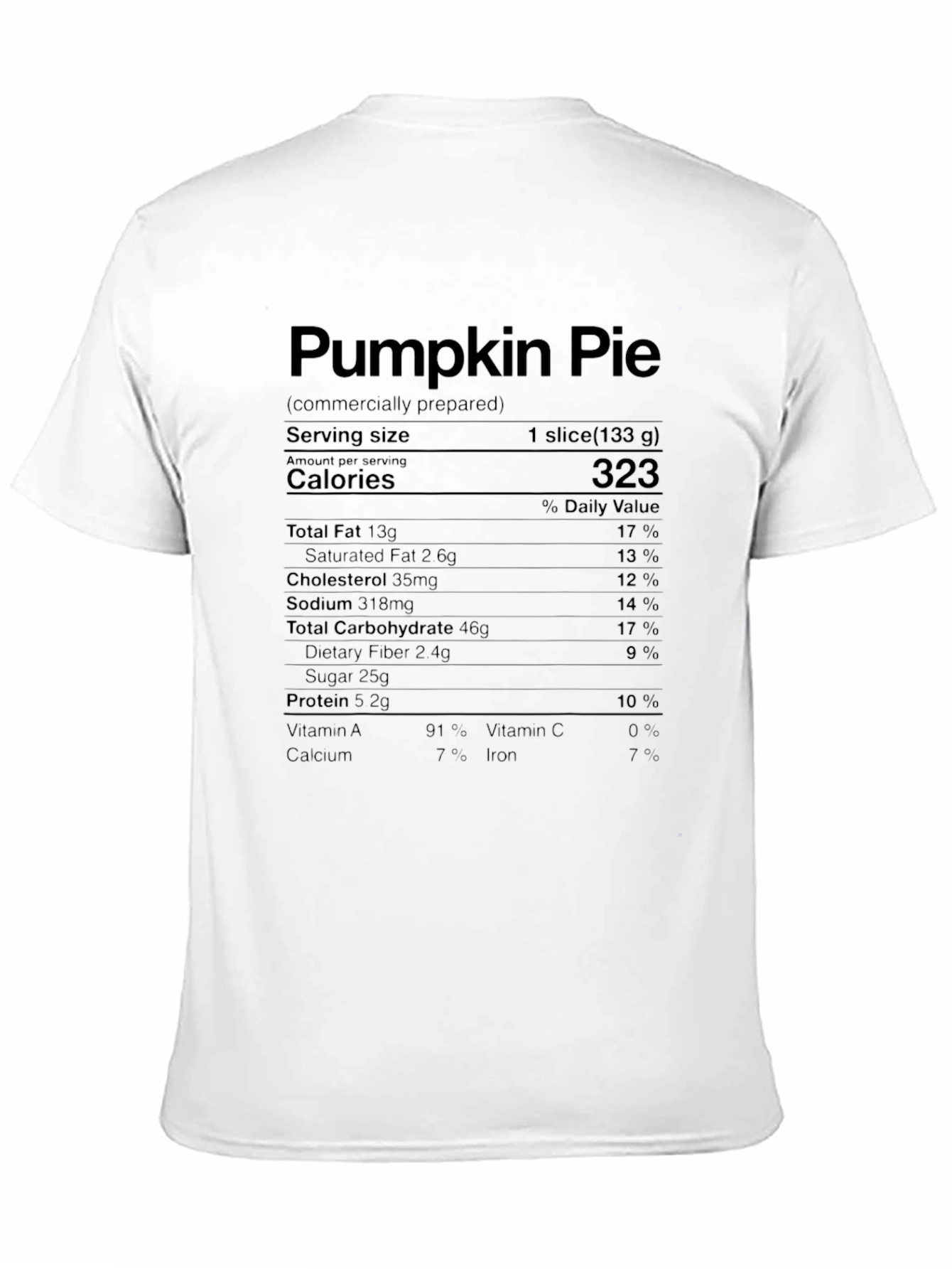Pumpkin Pie Nutrition Facts Graphic T-Shirt