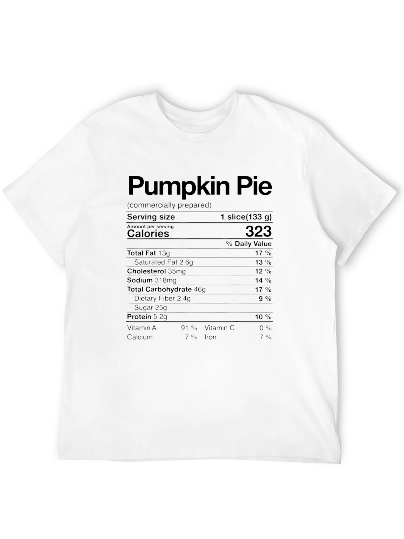Pumpkin Pie Nutrition Facts Graphic T-Shirt