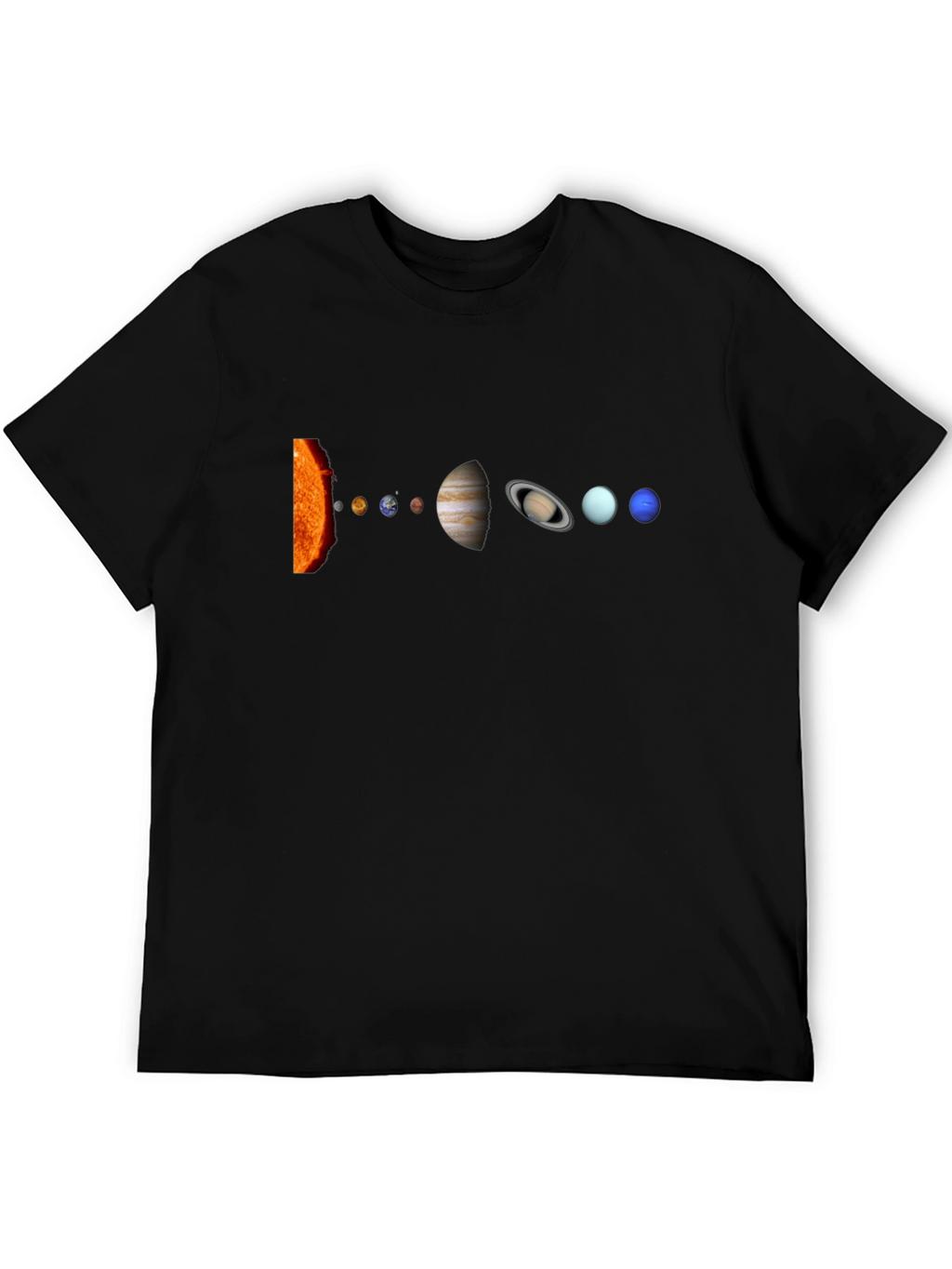 Solar System Graphic Print Black T-Shirt
