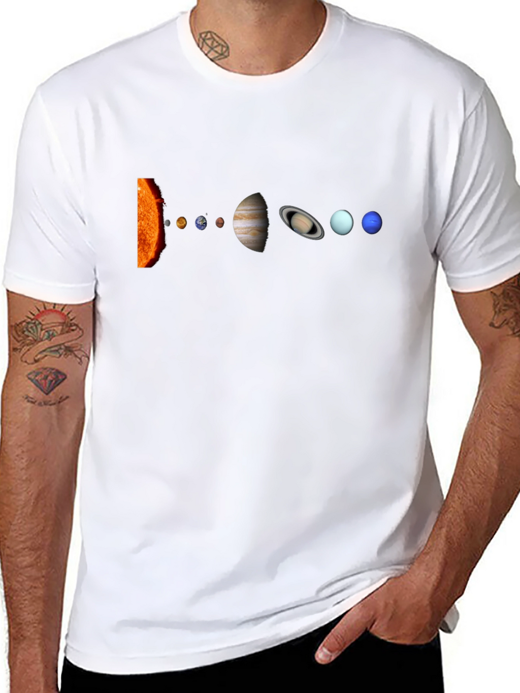 Solar System Graphic Print Black T-Shirt