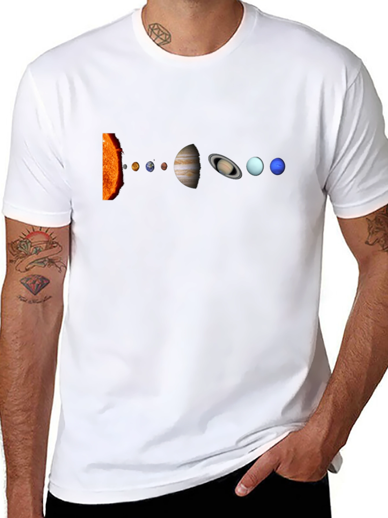 Solar System Graphic Print Black T-Shirt