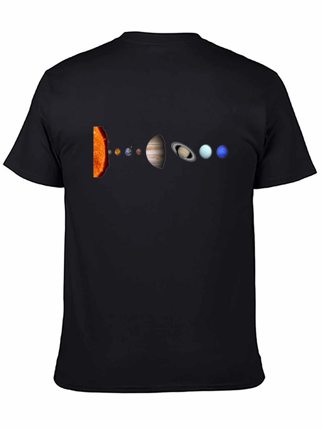 Solar System Graphic Print Black T-Shirt