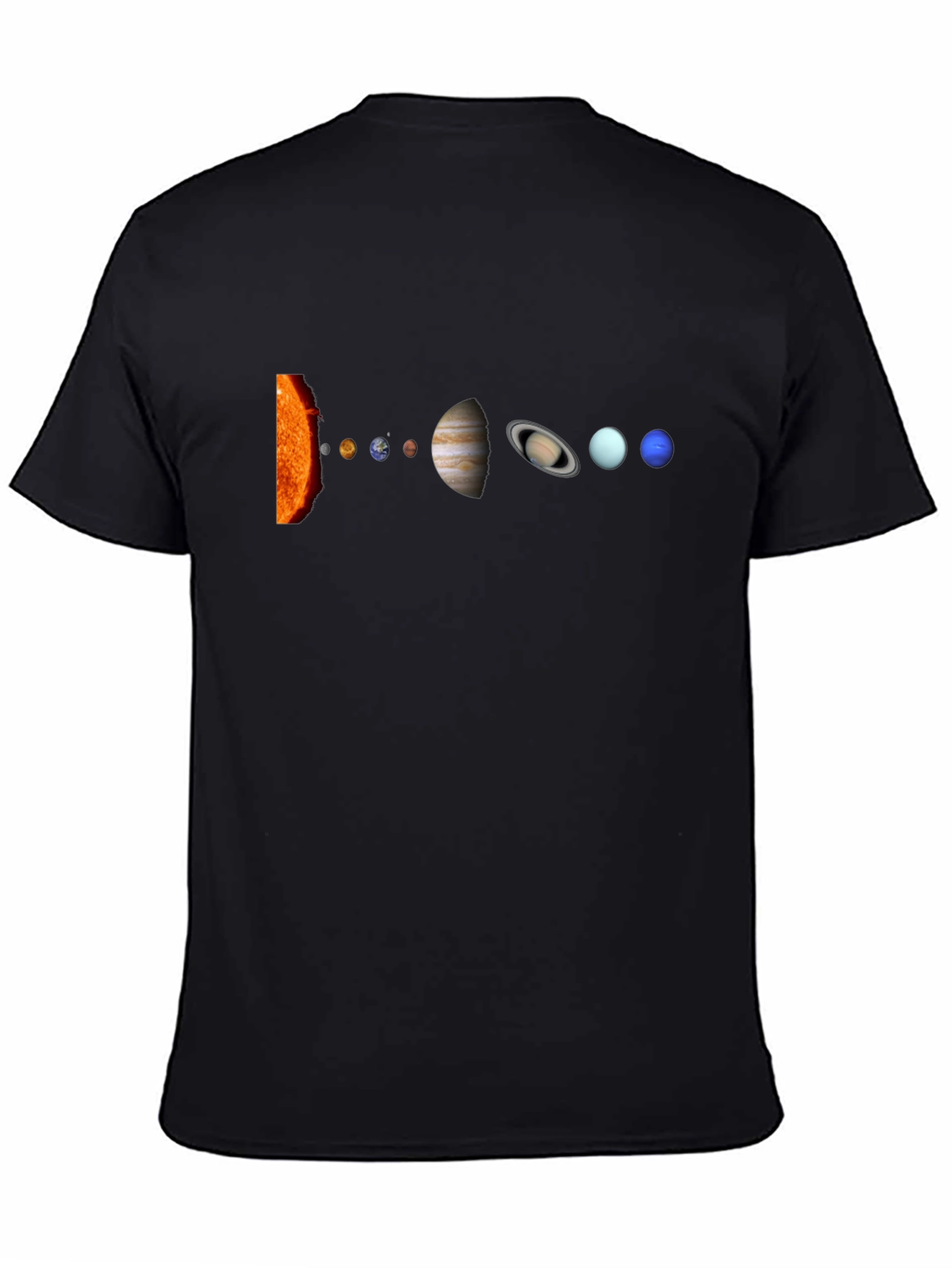 Solar System Graphic Print Black T-Shirt