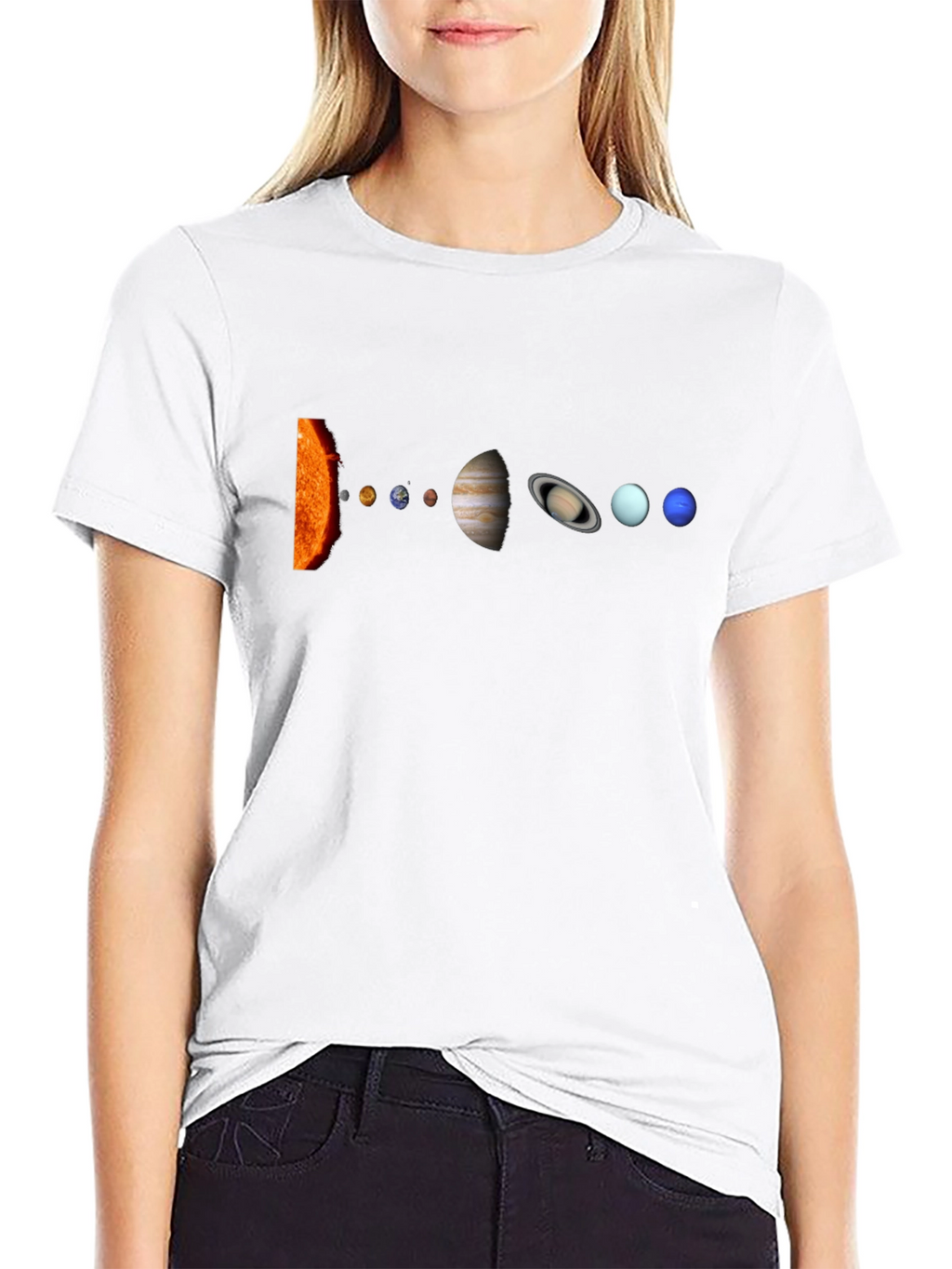 Solar System Graphic Print Black T-Shirt