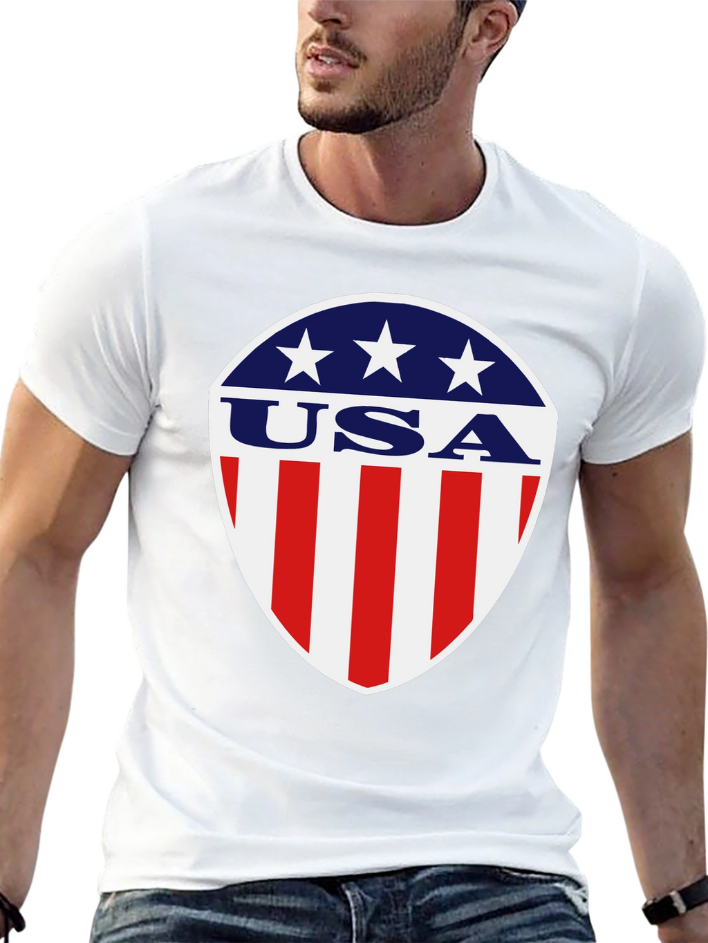 Patriotic USA Shield Graphic T-Shirt