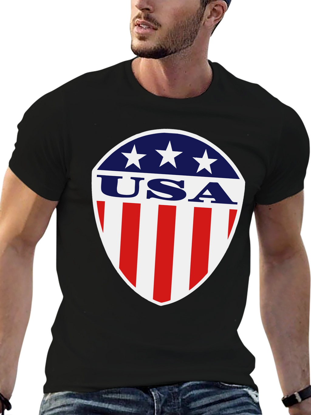 Patriotic USA Shield Graphic T-Shirt