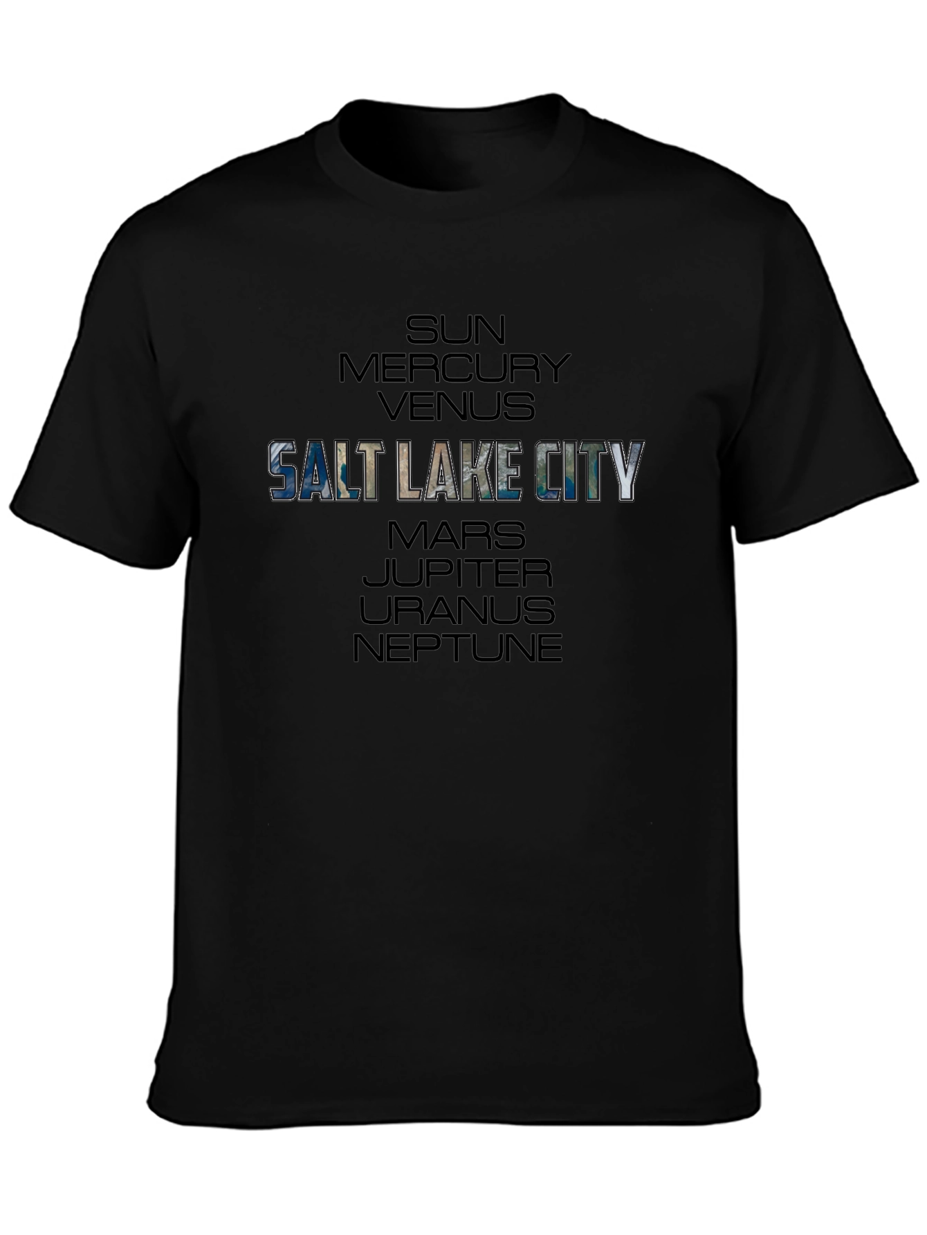 Salt Lake City Planets Black T-Shirt