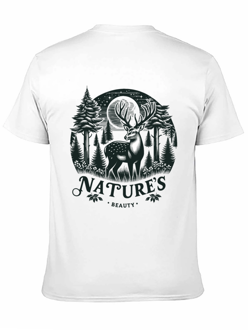 Natures Beauty Deer Graphic Black T-Shirt