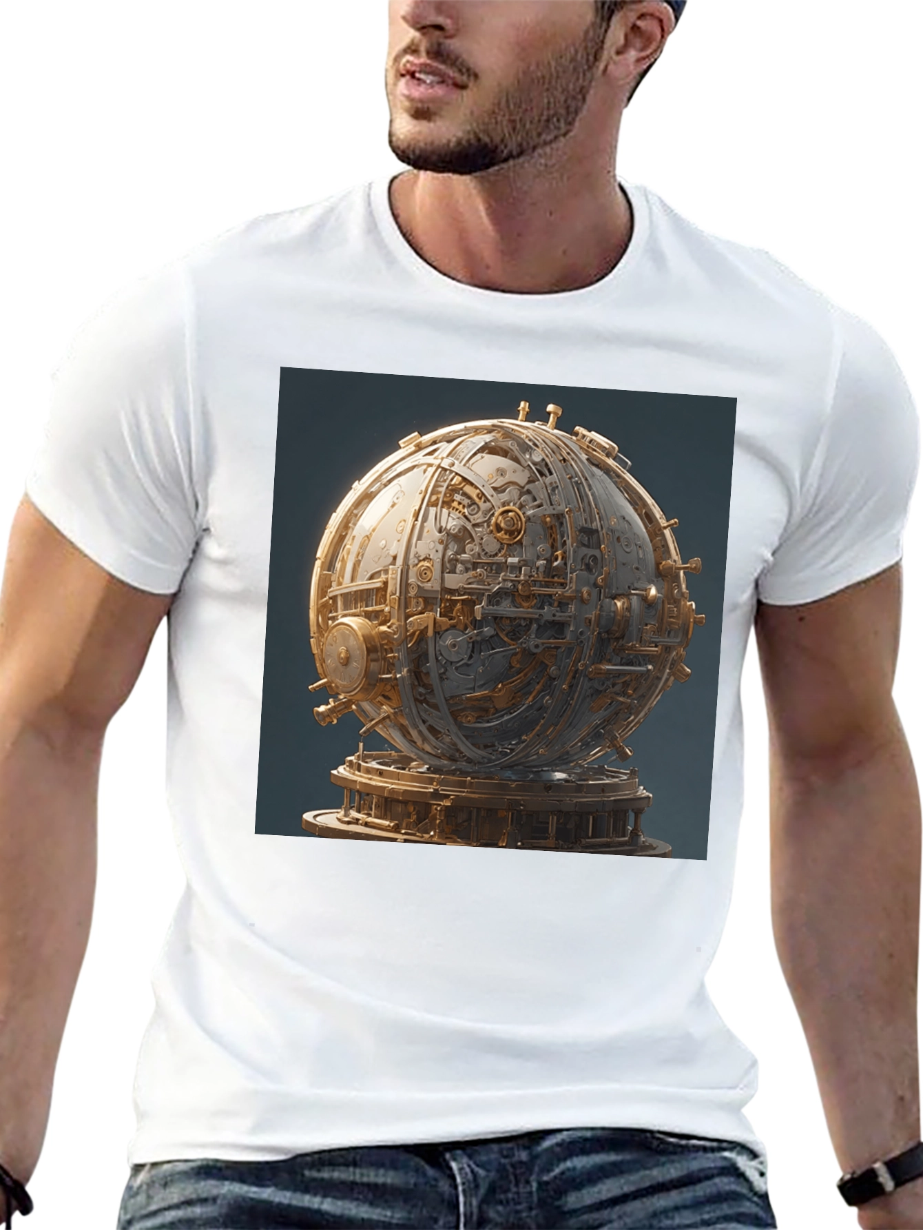 Steampunk Orb Graphic Black T-Shirt
