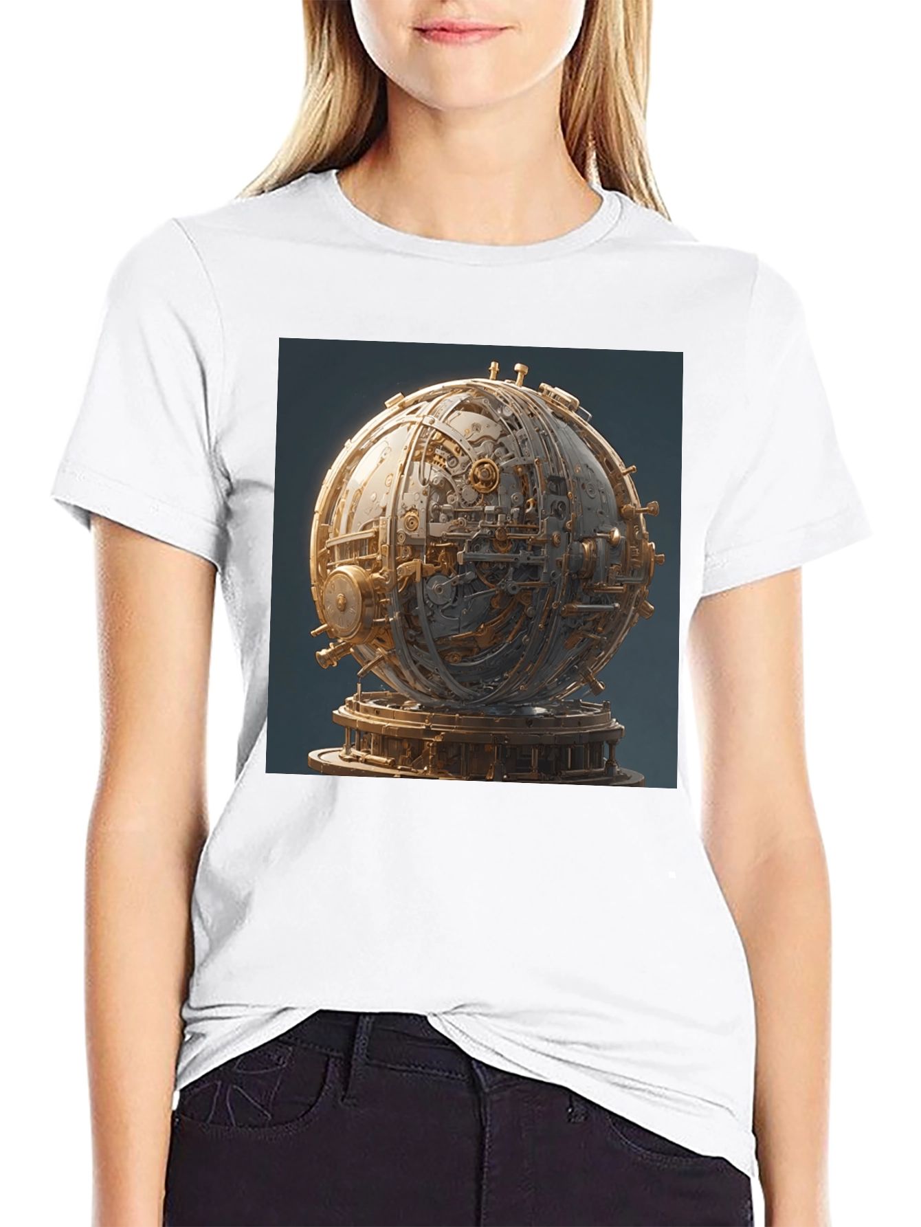 Steampunk Orb Graphic Black T-Shirt