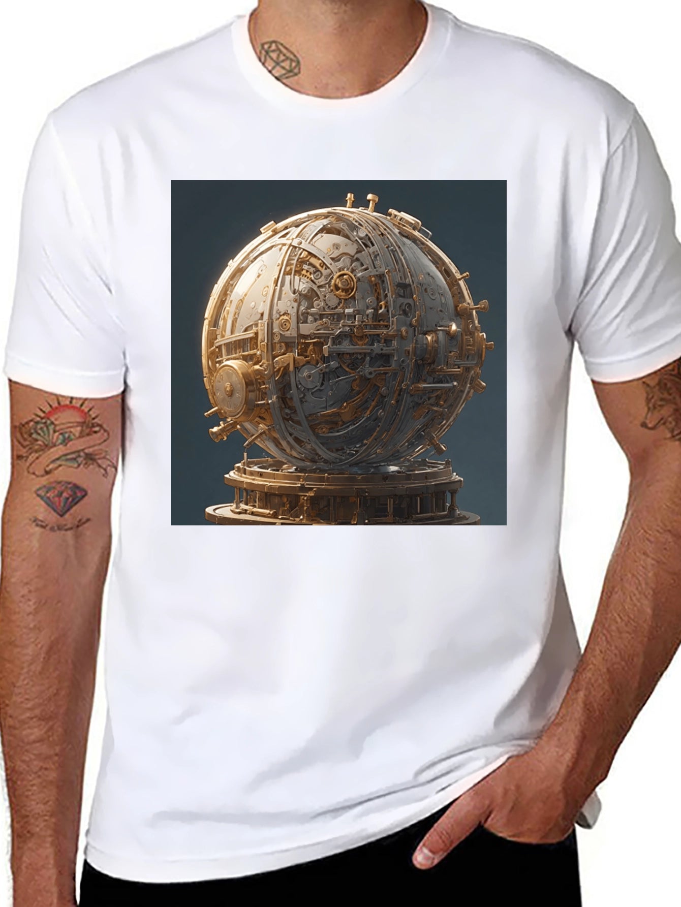 Steampunk Orb Graphic Black T-Shirt