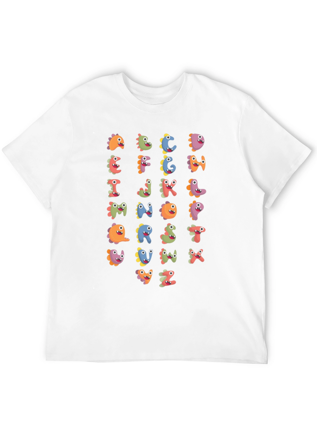 Fun Alphabet Dinosaur Print Black T-Shirt