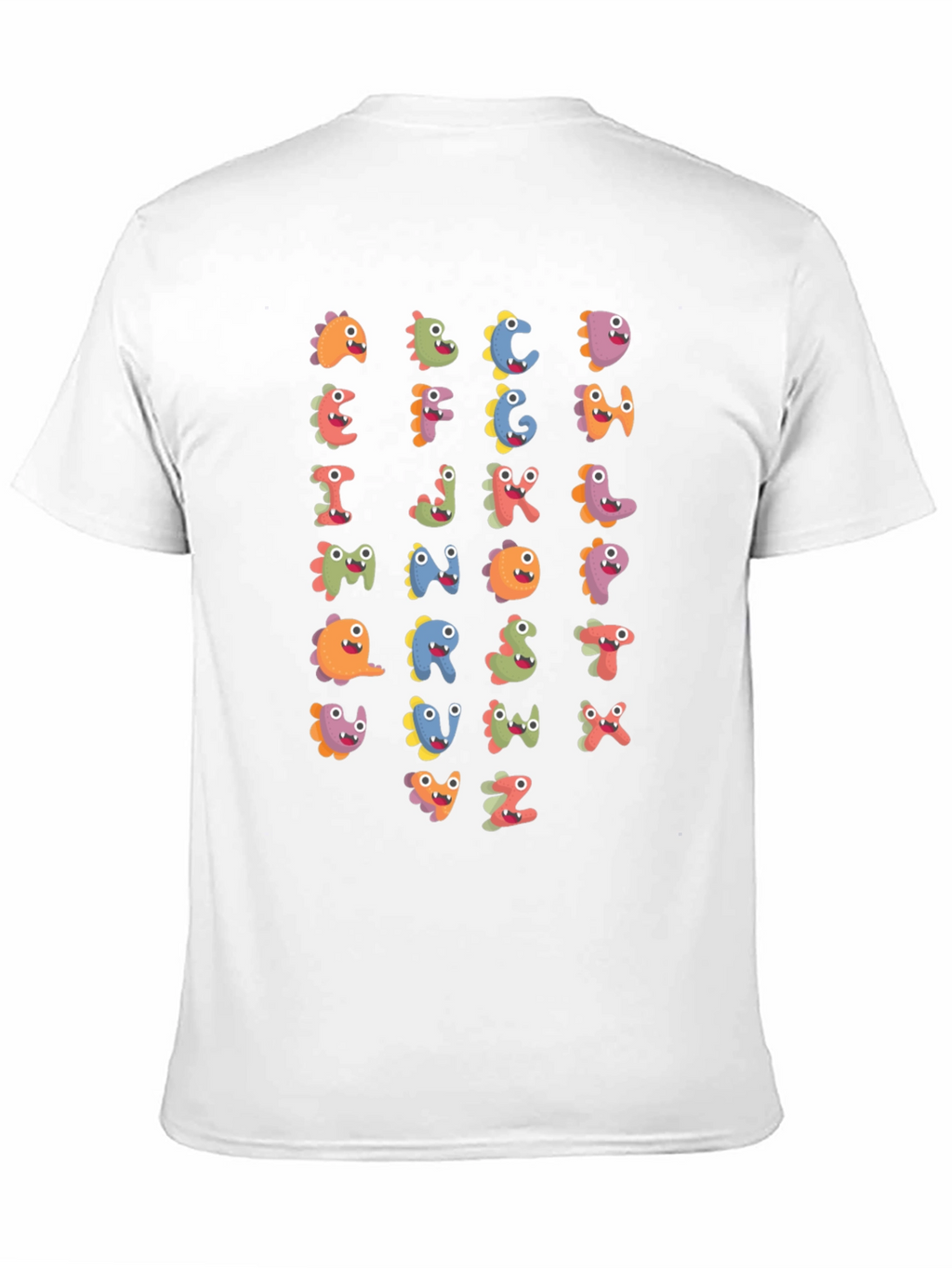 Fun Alphabet Dinosaur Print Black T-Shirt
