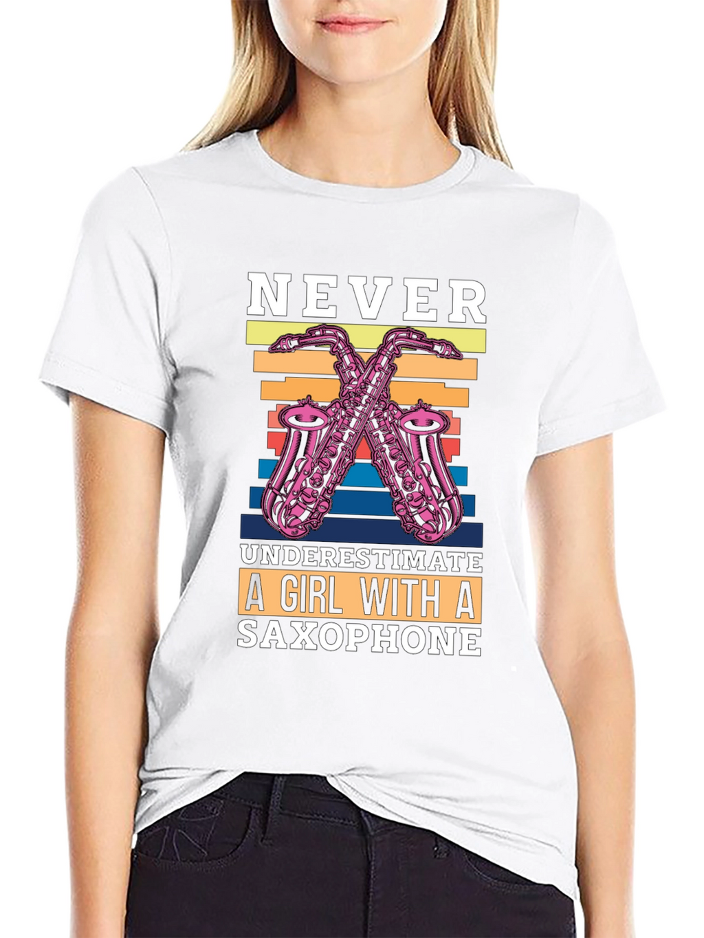 Never Underestimate Saxophone Girl T-Shirt
