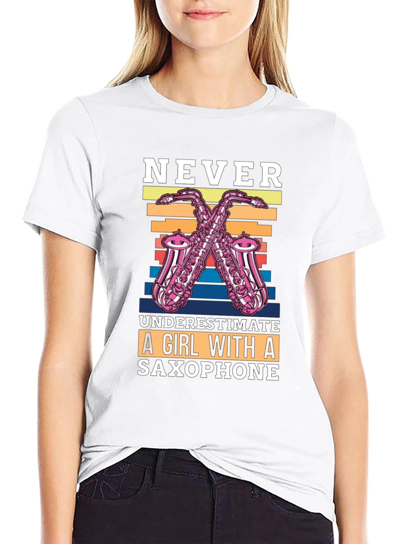 Never Underestimate Saxophone Girl T-Shirt