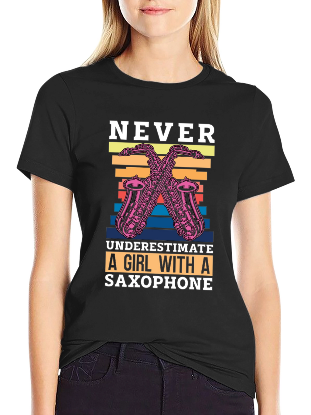 Never Underestimate Saxophone Girl T-Shirt