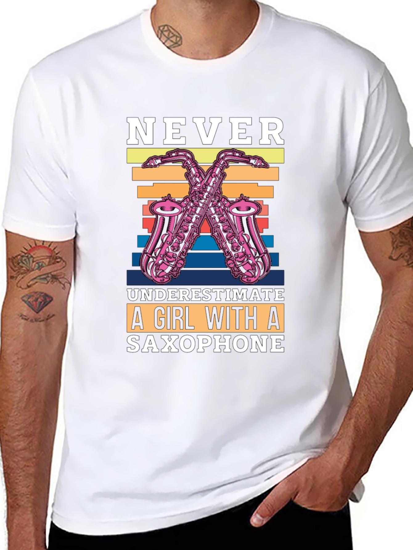 Never Underestimate Saxophone Girl T-Shirt