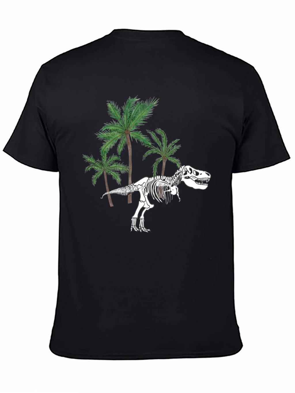 Dino Skeleton & Palm Trees Graphic Tee - Black