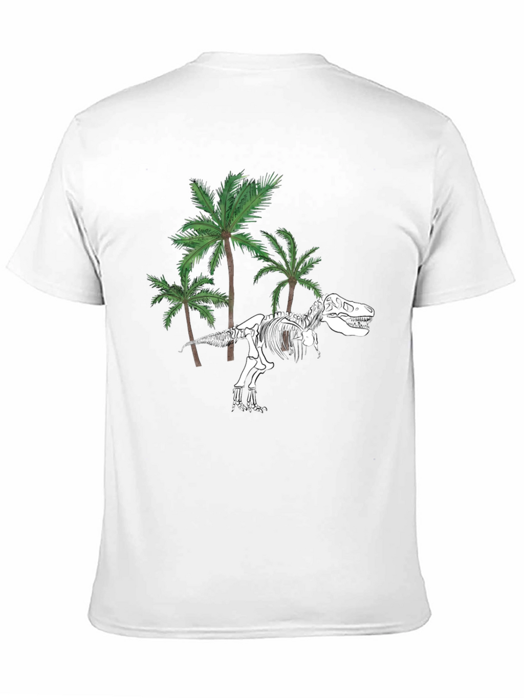 Dino Skeleton & Palm Trees Graphic Tee - Black