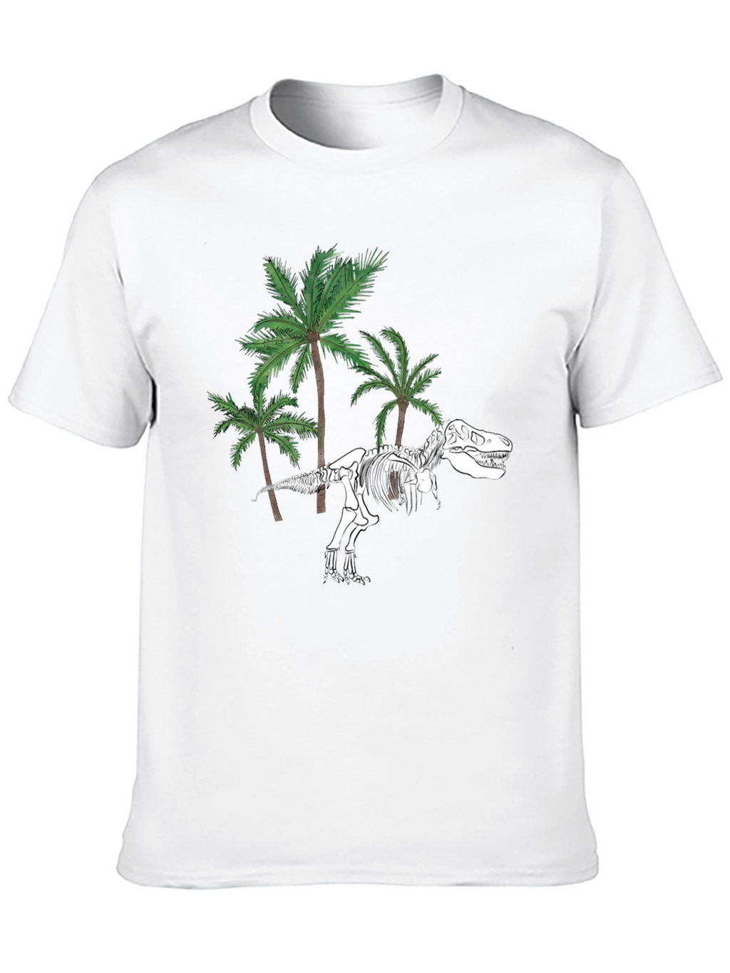 Dino Skeleton & Palm Trees Graphic Tee - Black