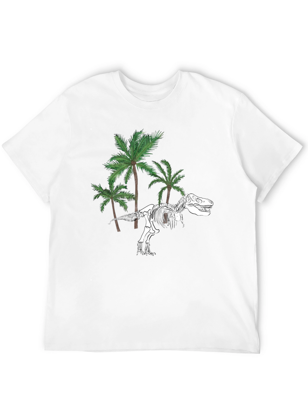 Dino Skeleton & Palm Trees Graphic Tee - Black