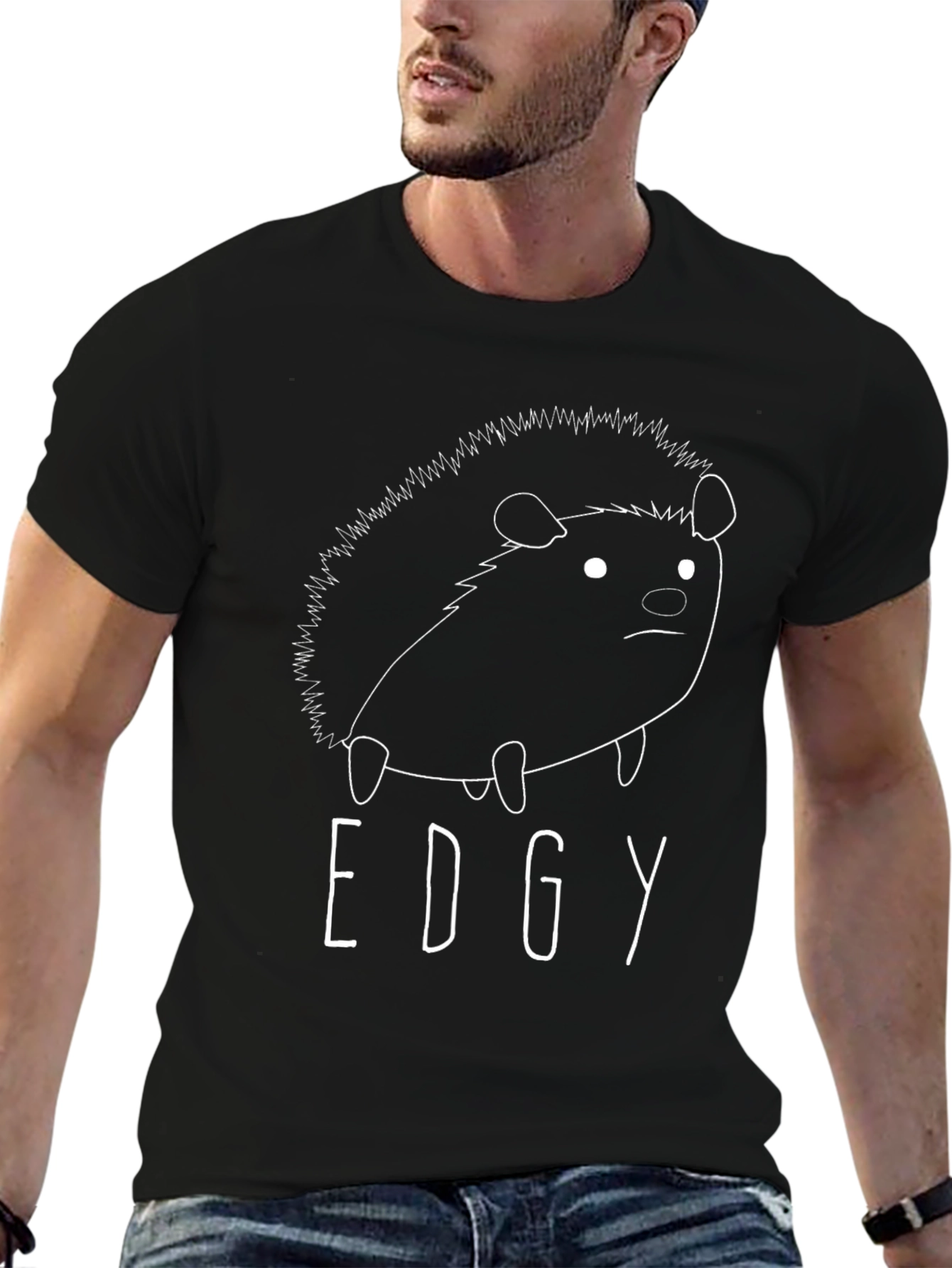 Edgy Hedgehog Black T-Shirt - Unique Graphic Tee