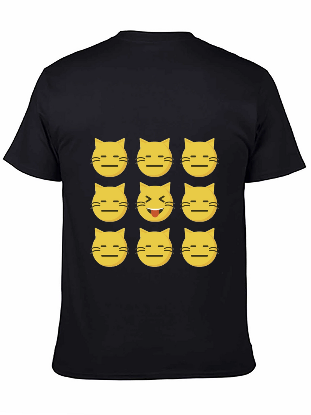 Emoji Cat Black T-Shirt