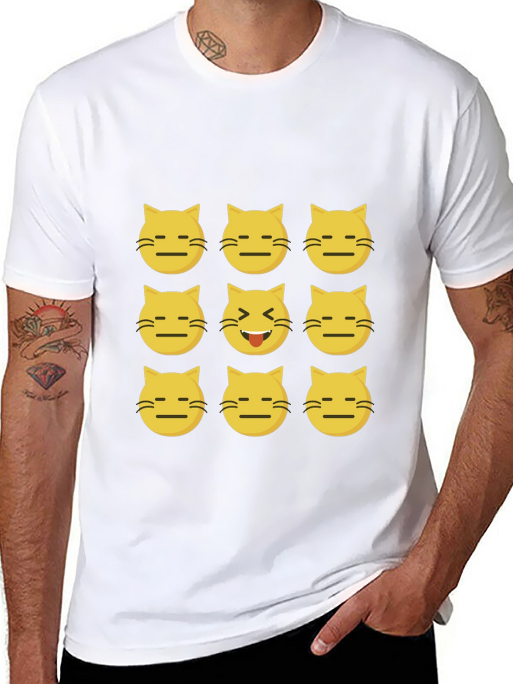 Emoji Cat Black T-Shirt