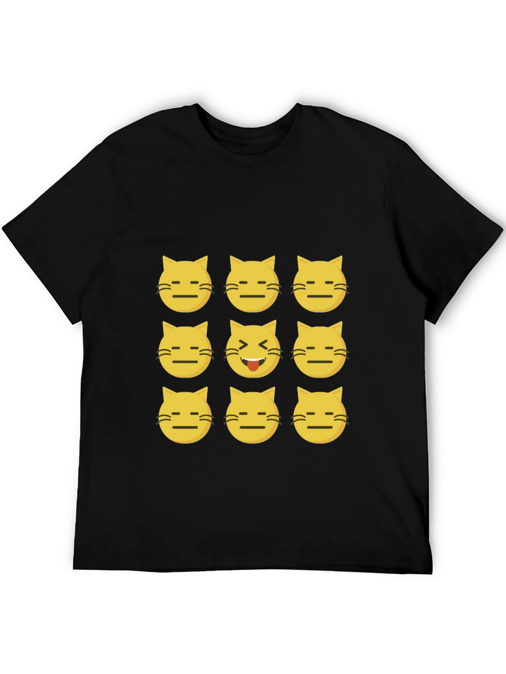 Emoji Cat Black T-Shirt