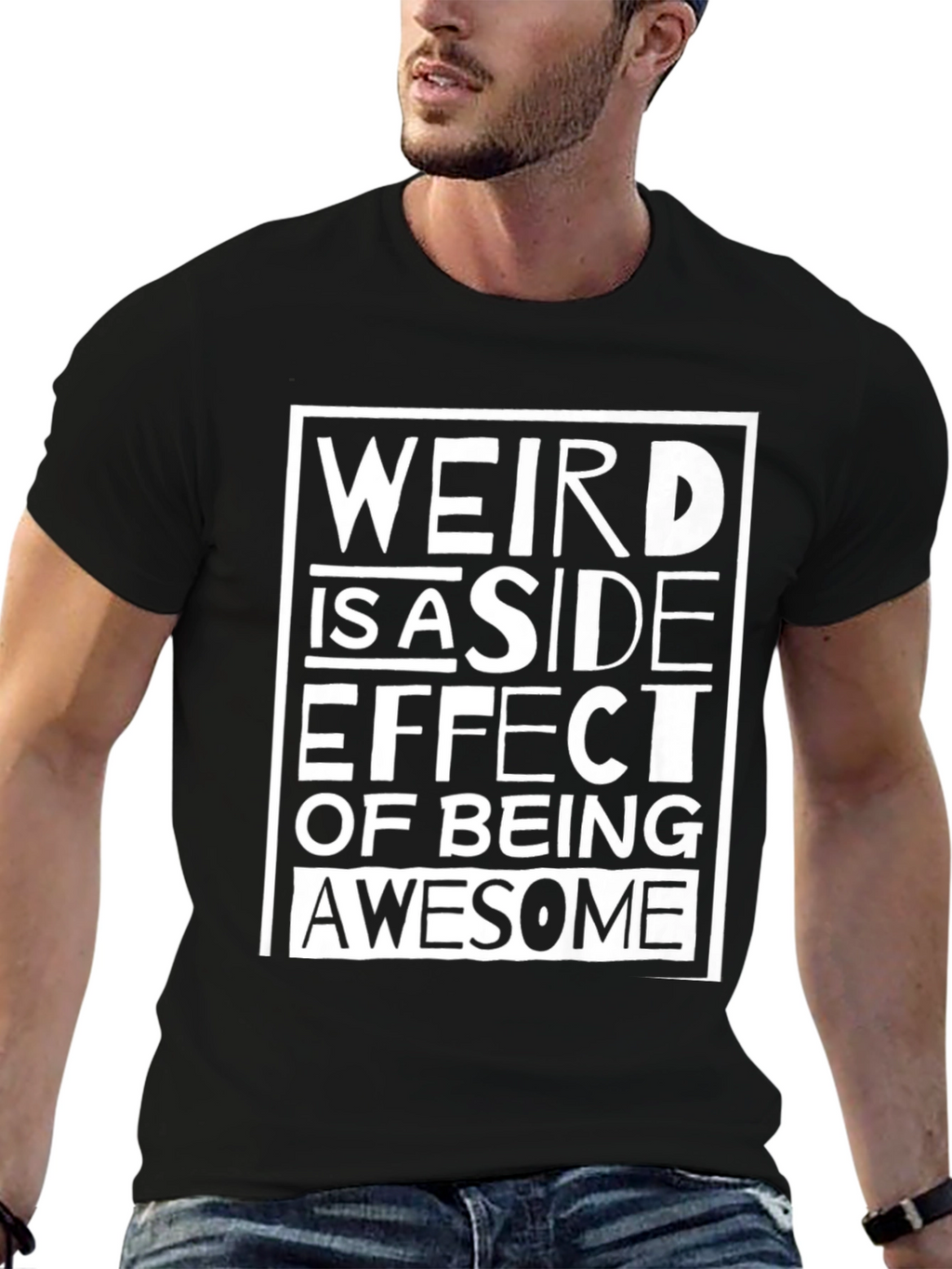 Weird Awesome Graphic Tee - Black Cotton T-Shirt
