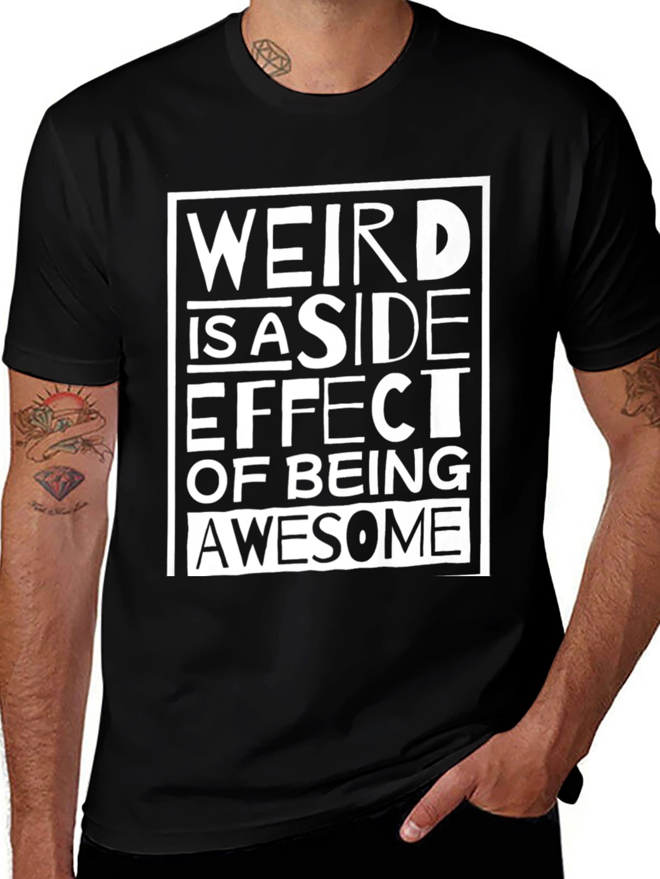 Weird Awesome Graphic Tee - Black Cotton T-Shirt