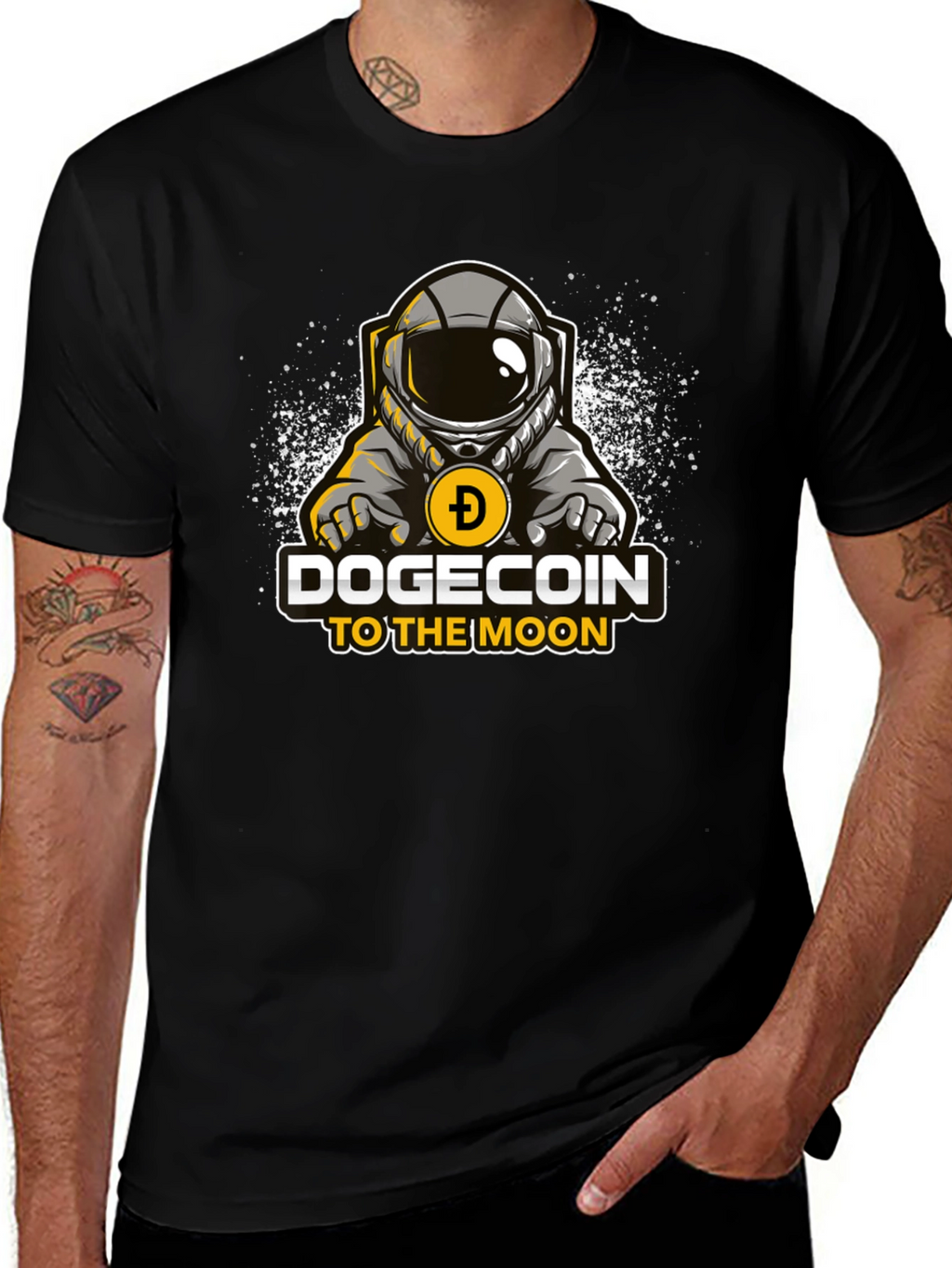 Dogecoin to the Moon Black T-Shirt