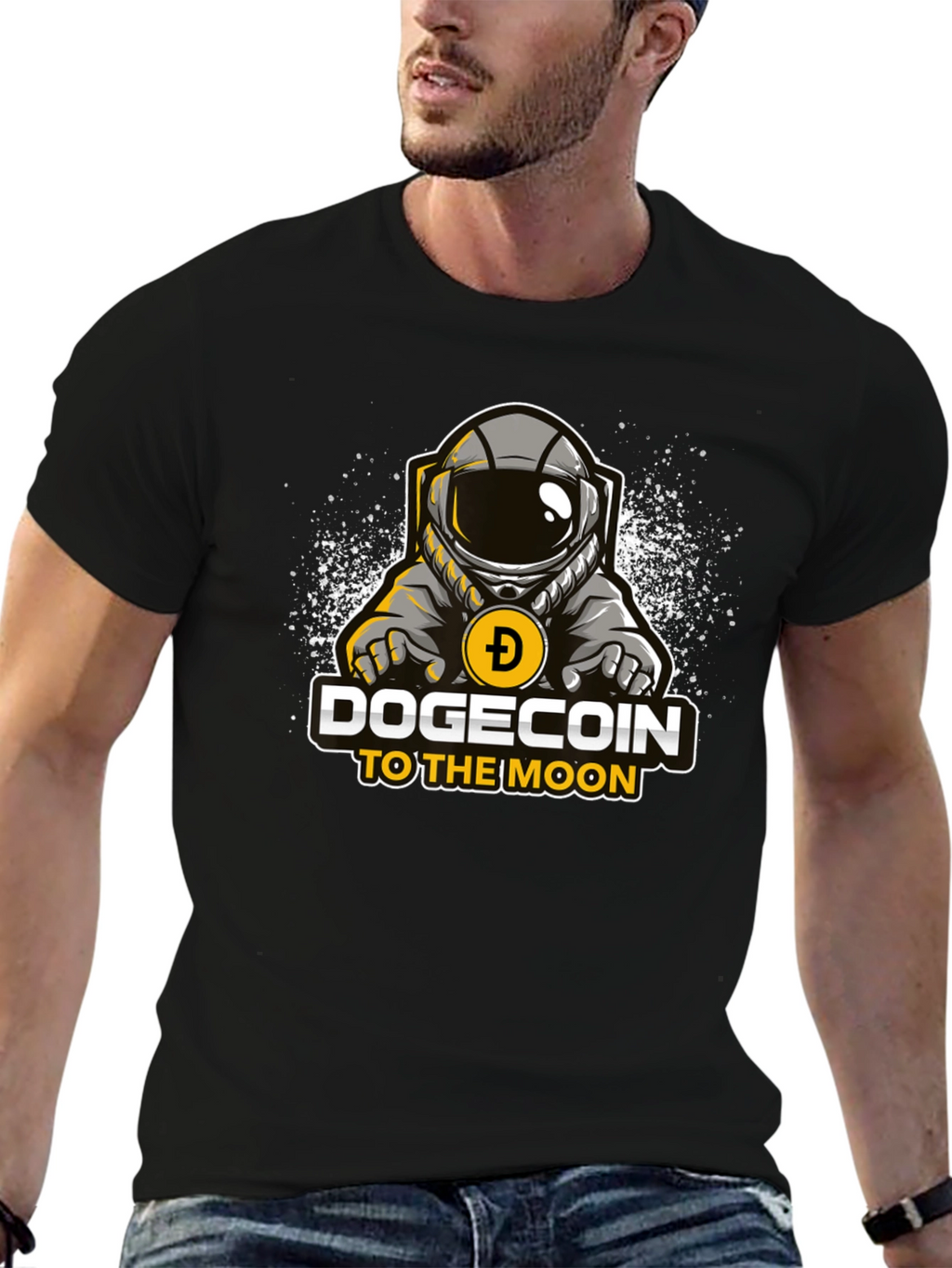 Dogecoin to the Moon Black T-Shirt