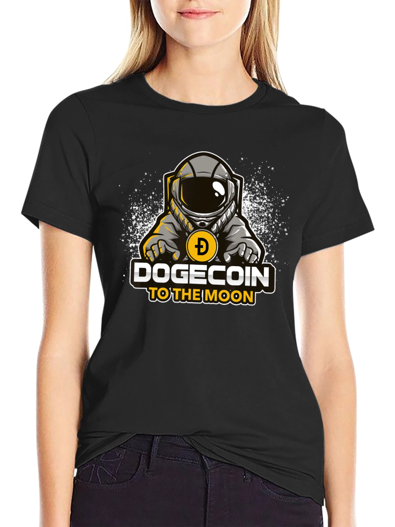 Dogecoin to the Moon Black T-Shirt