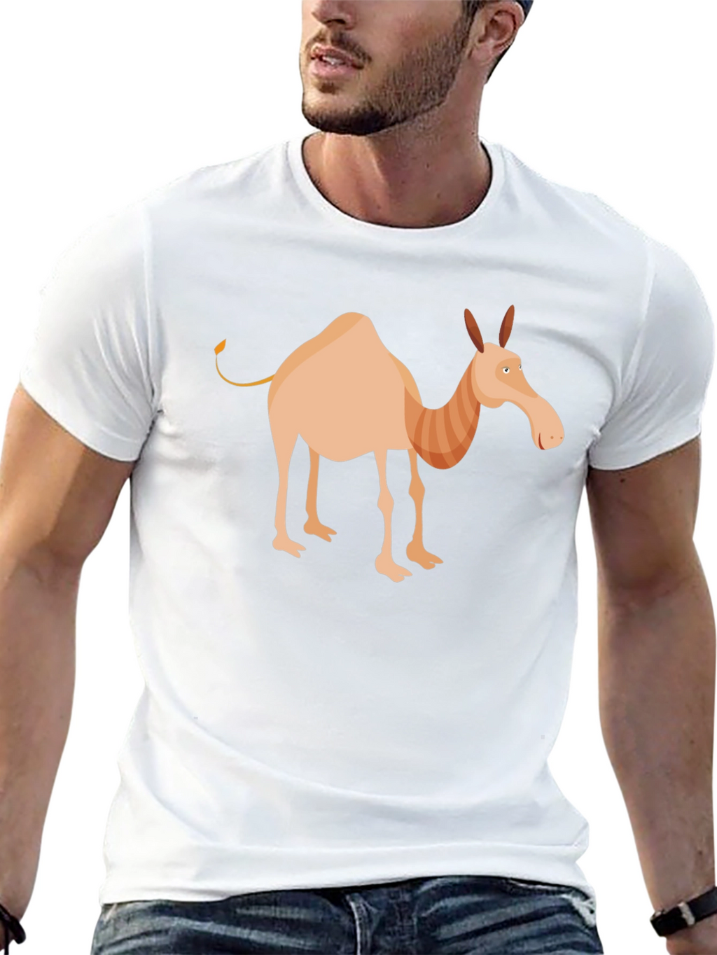 Cartoon Camel Graphic Tee - Unisex Black T-Shirt