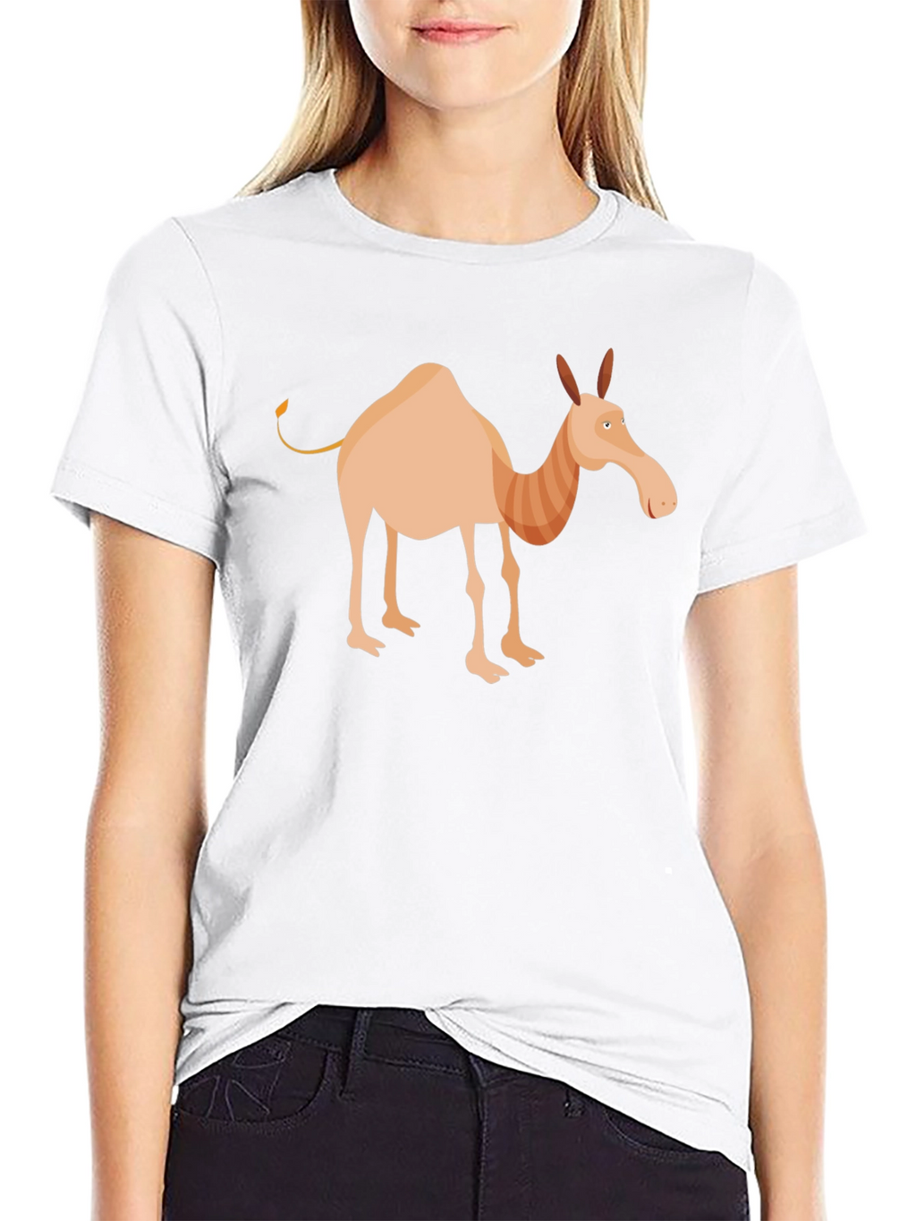 Cartoon Camel Graphic Tee - Unisex Black T-Shirt