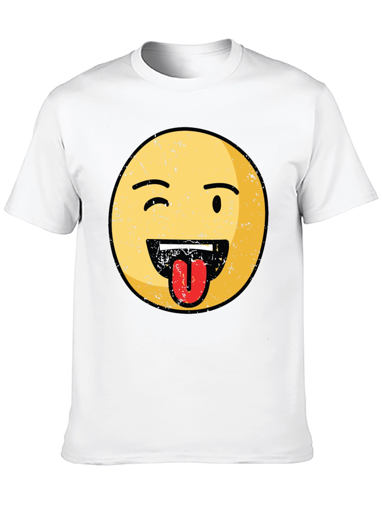 Winking Emoji Tongue Out Graphic Tee - Black