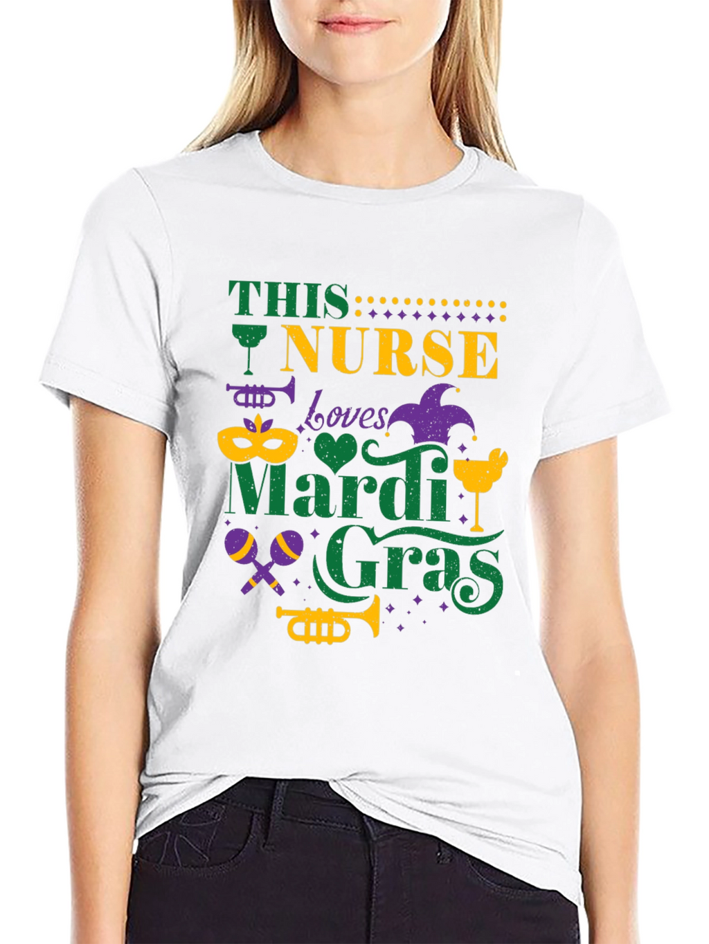 Nurse Loves Mardi Gras T-Shirt - Fun Festive Tee