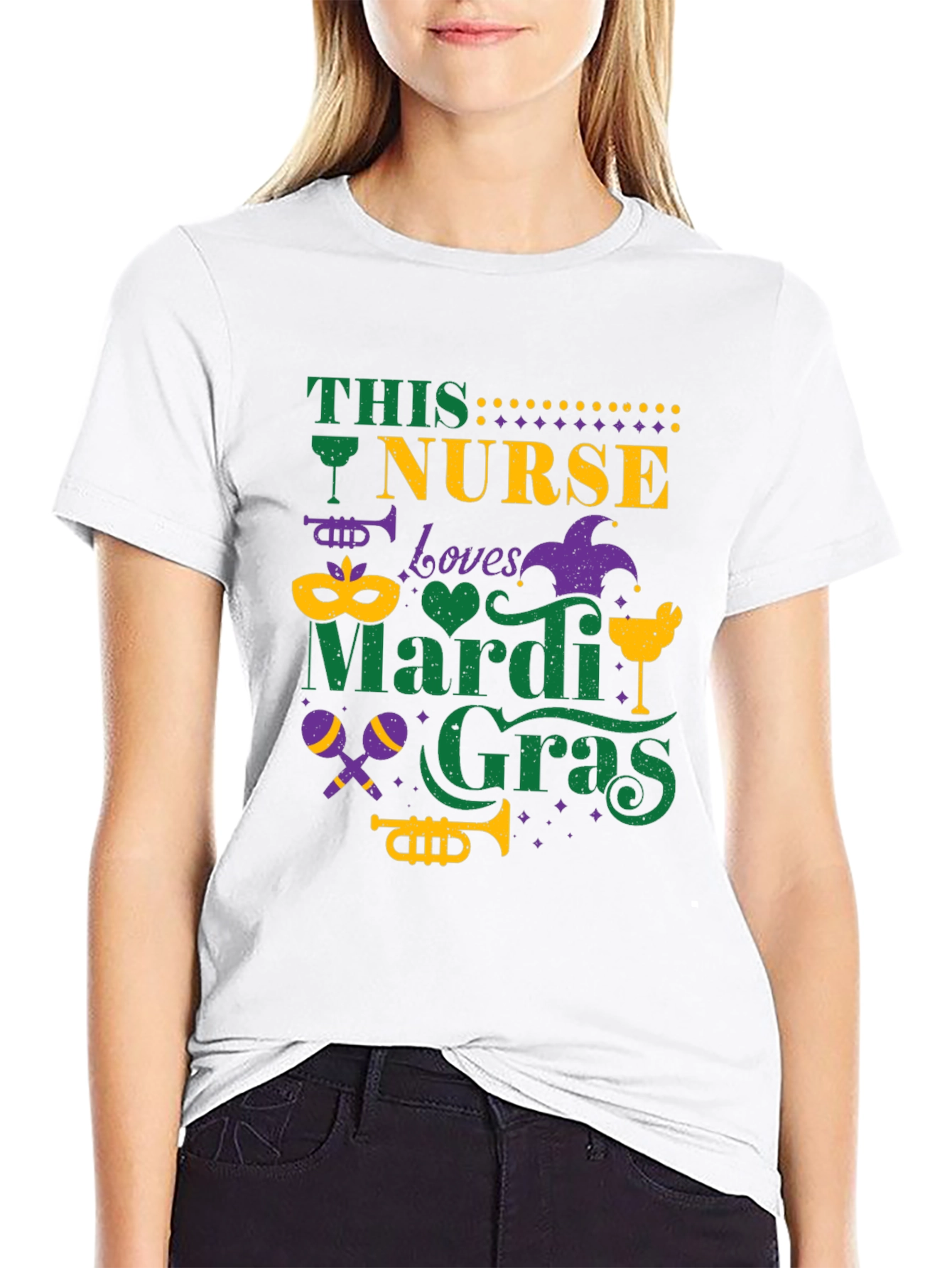 Nurse Loves Mardi Gras T-Shirt - Fun Festive Tee