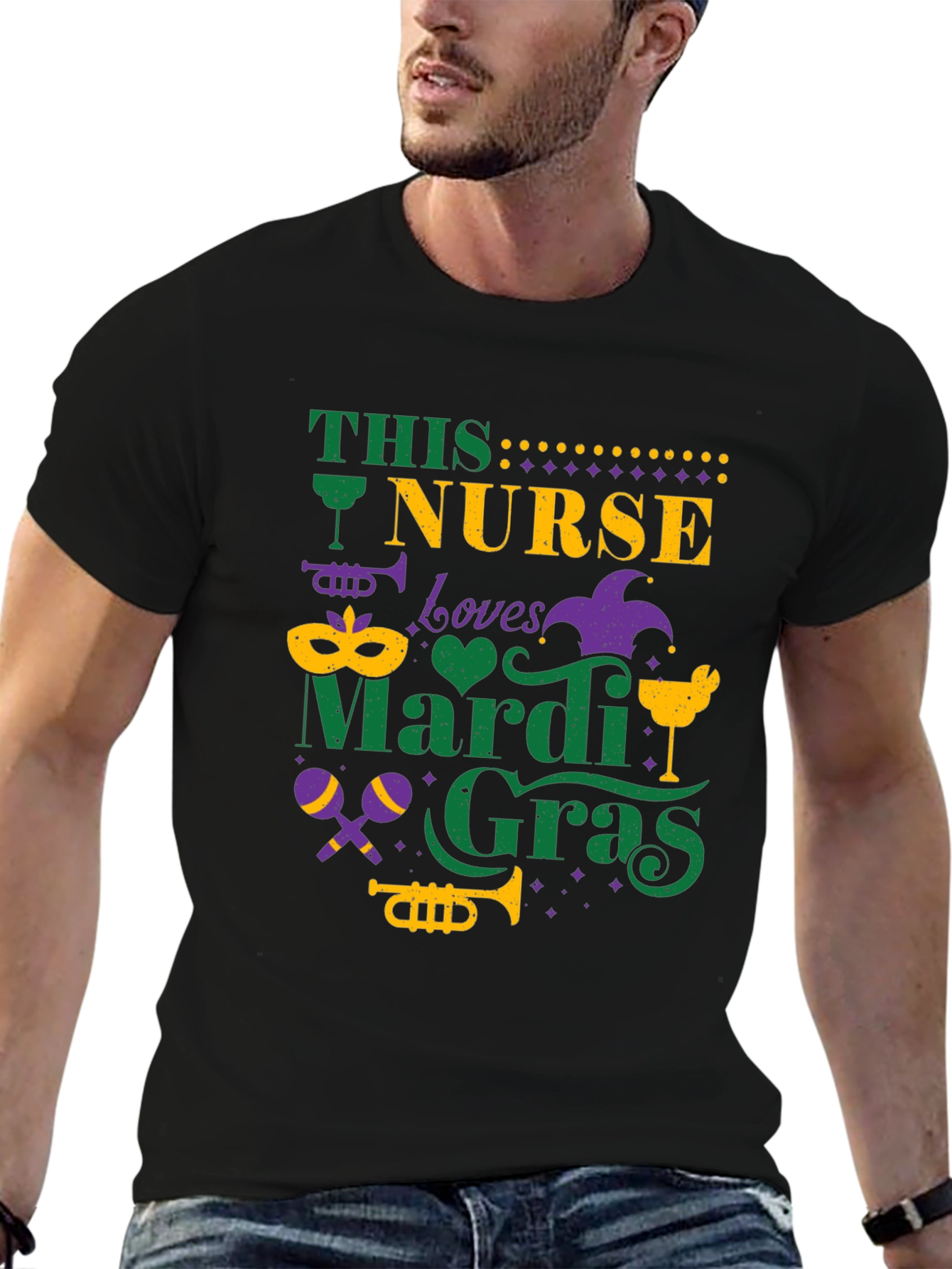 Nurse Loves Mardi Gras T-Shirt - Fun Festive Tee