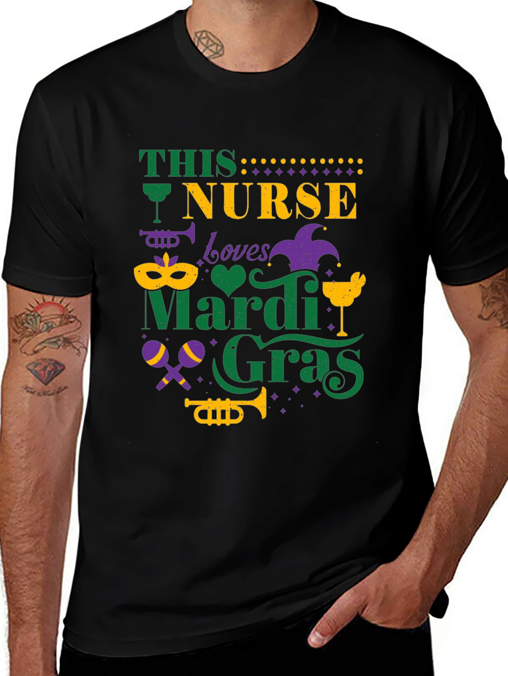 Nurse Loves Mardi Gras T-Shirt - Fun Festive Tee