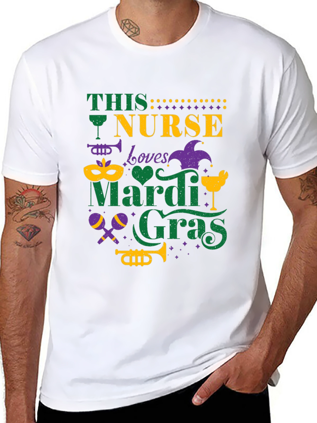 Nurse Loves Mardi Gras T-Shirt - Fun Festive Tee