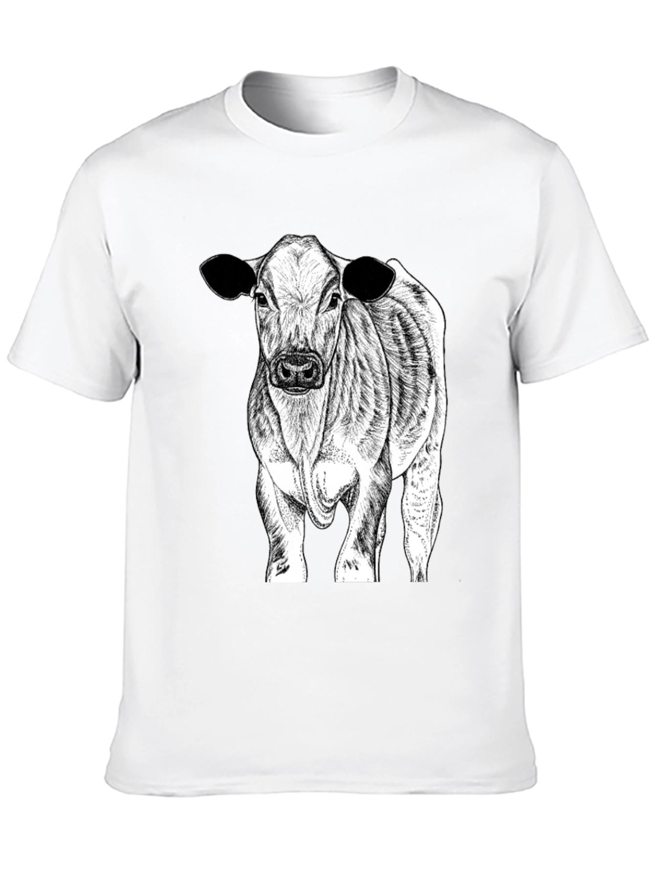 Cow Graphic Tee - Black Cotton Blend