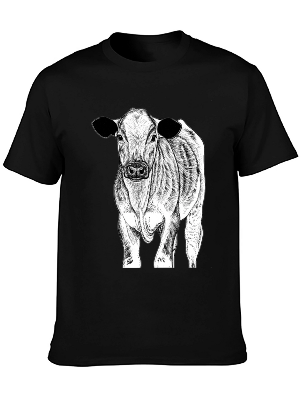 Cow Graphic Tee - Black Cotton Blend