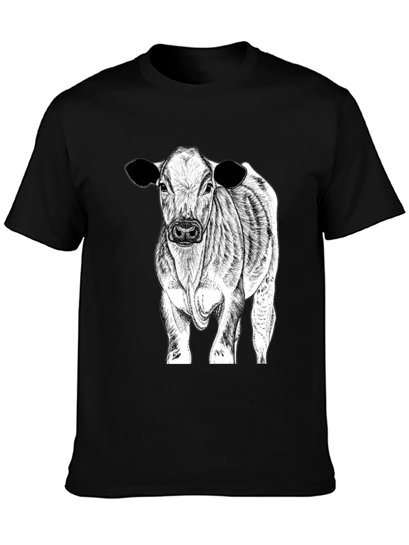 Cow Graphic Tee - Black Cotton Blend